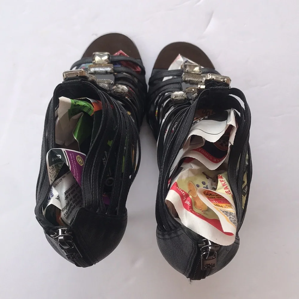 Tory Burch Black Sandals Heels Crystal Stiletto High Designer Gem Sparkle 9 Cute
